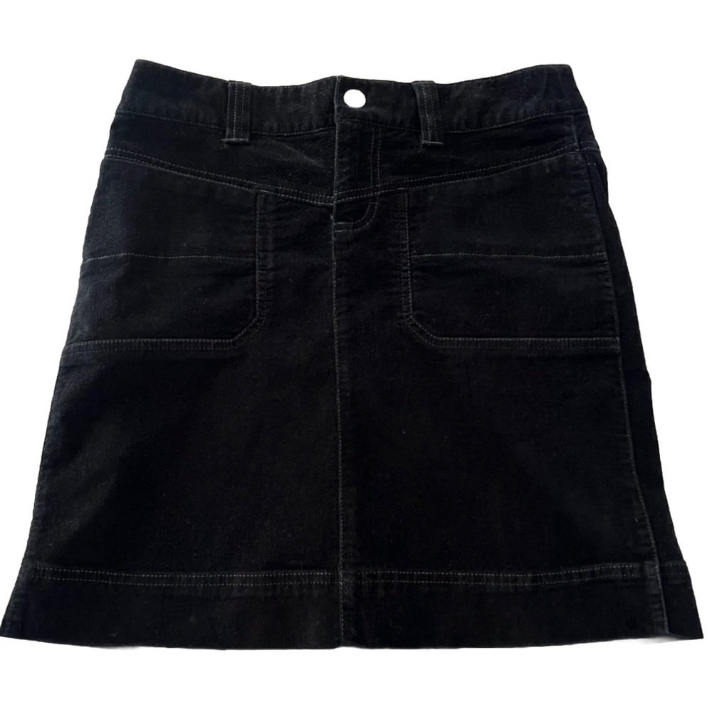 ATHLETA Washed Velvet Black Pencil Mini Skirt With Pockets Size 2  Waist: 32”